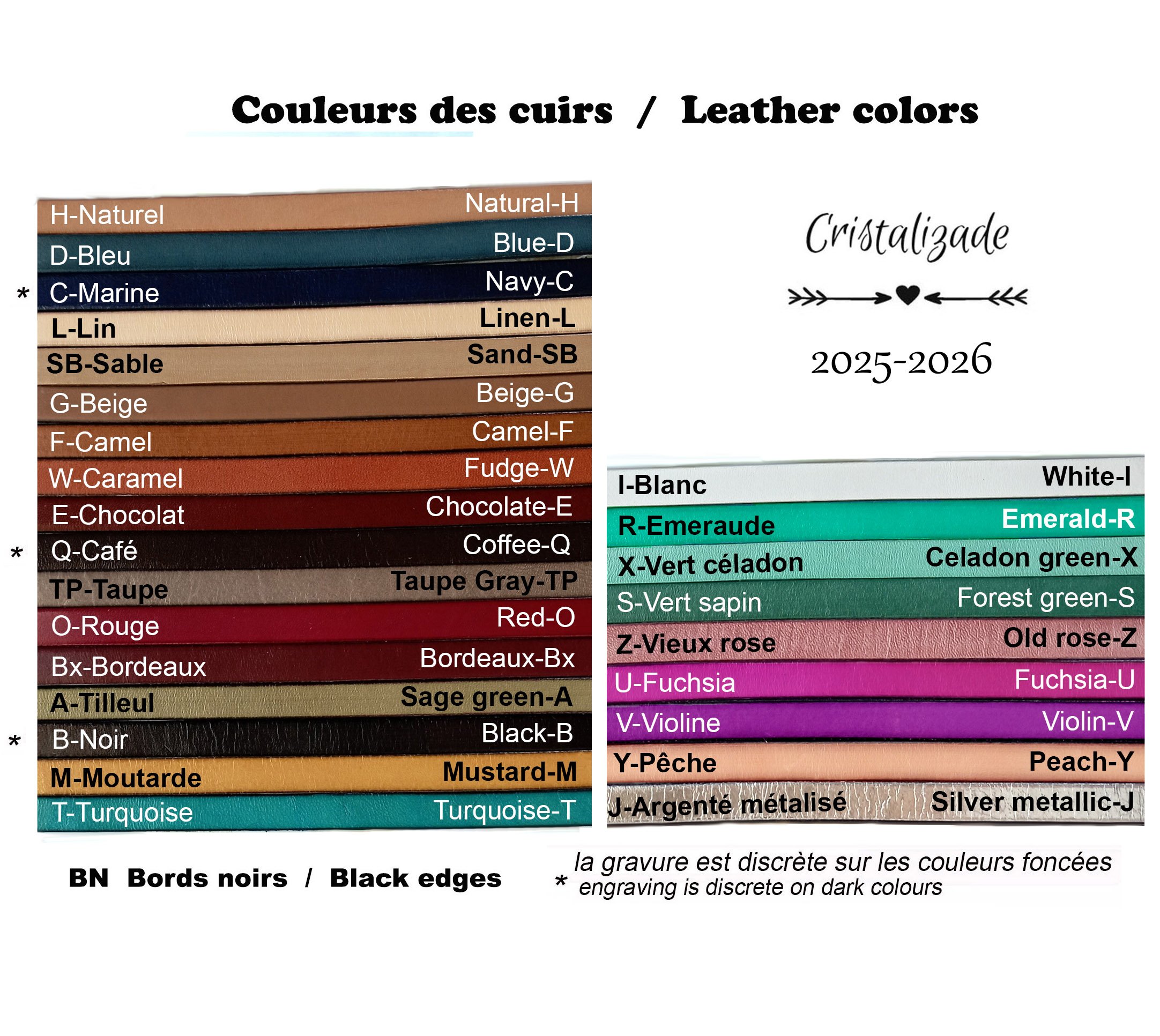 Tofarvet krydset l&aelig;dermanchetarmb&aring;nd med indgraveret besked til m&aelig;nd