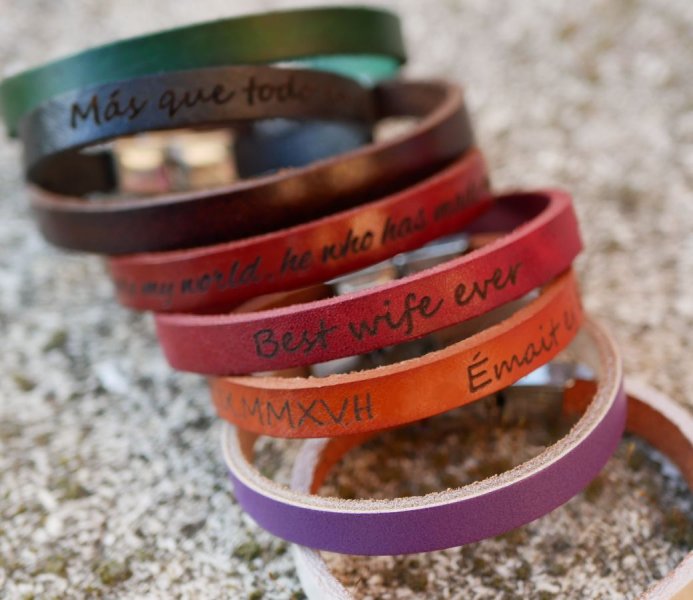 Blandet l&aelig;der armb&aring;nd 9mm justerbar l&aring;s