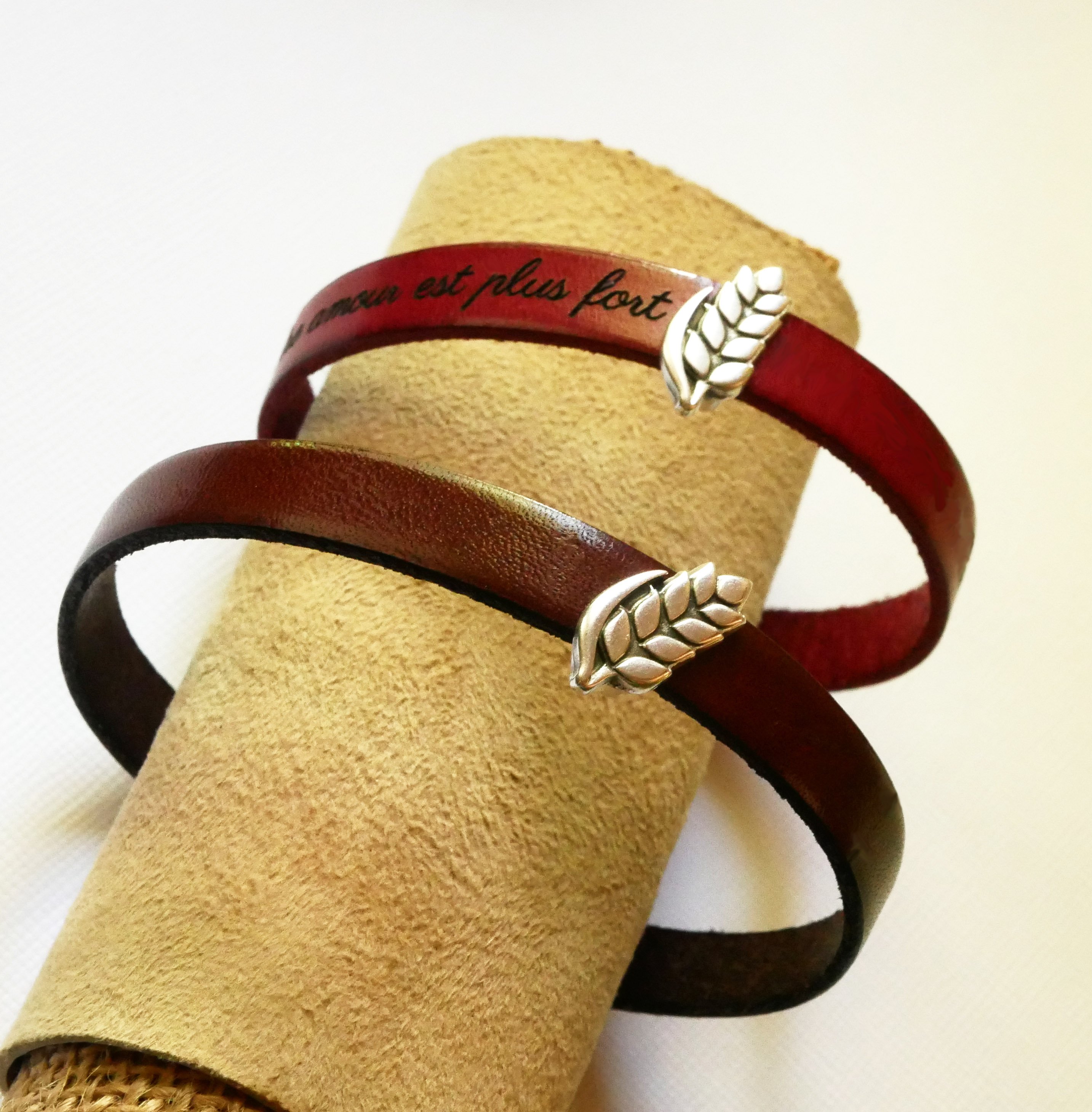 Læderarmbånd med sløjfe, der kan tilpasses Epi de blé, noces de froment til mænd og kvinder