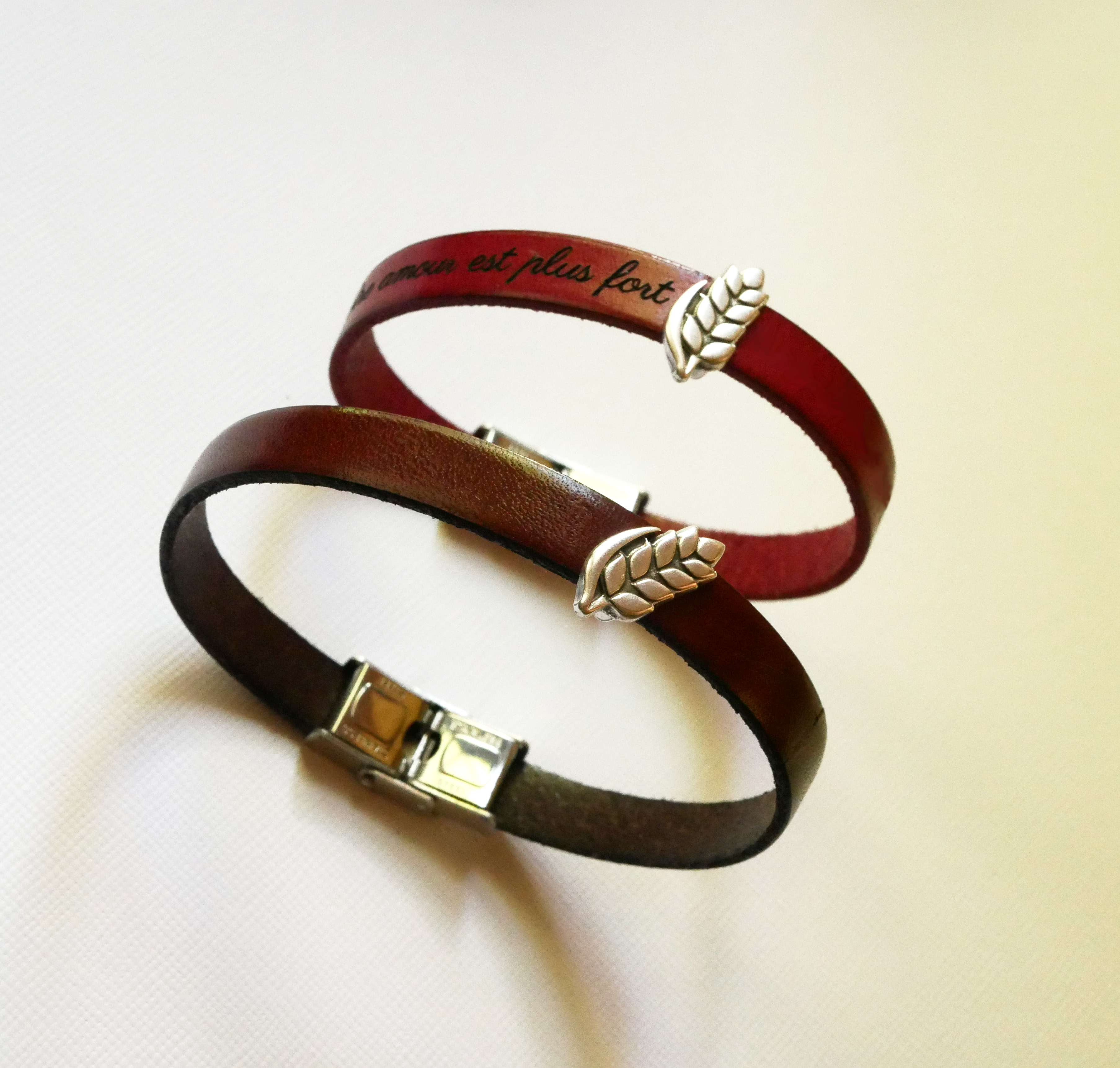 Læderarmbånd med sløjfe, der kan tilpasses Epi de blé, noces de froment til mænd og kvinder