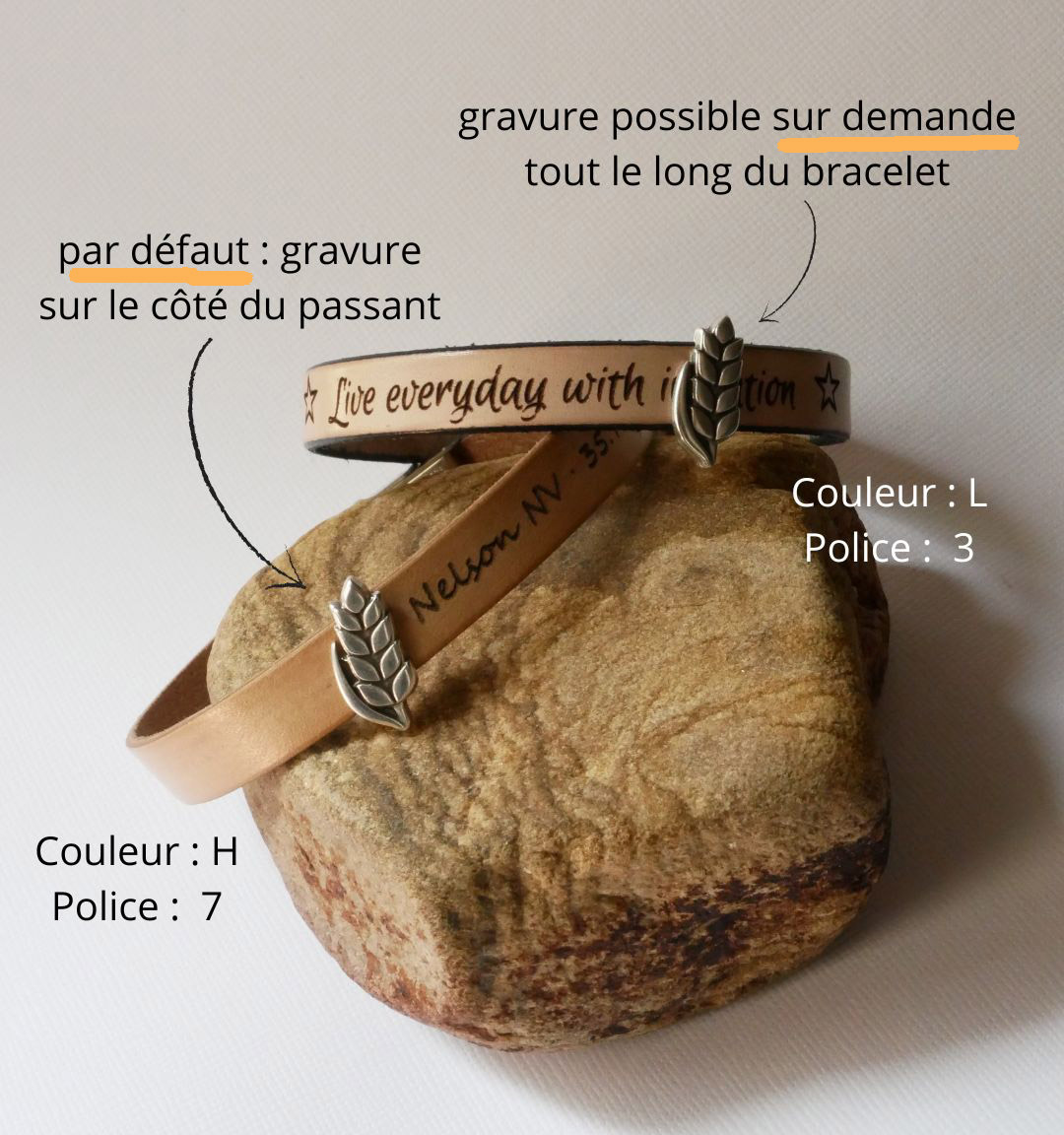Læderarmbånd med sløjfe, der kan tilpasses Epi de blé, noces de froment til mænd og kvinder