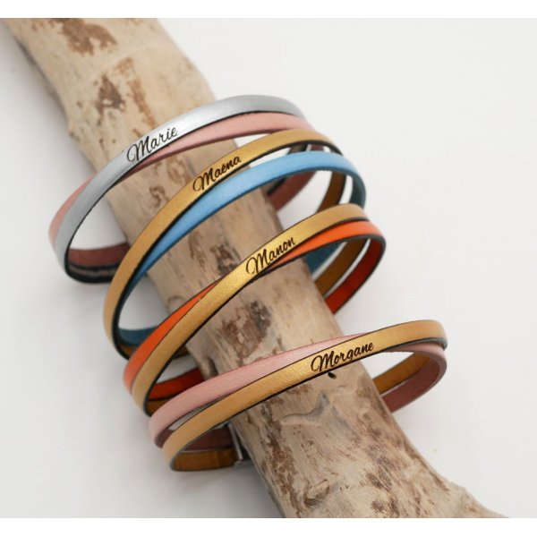 Twist l&aelig;der duo armb&aring;nd, der kan tilpasses til m&aelig;nd eller kvinder