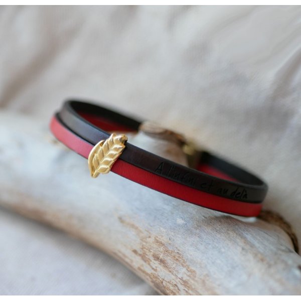 L&aelig;der duo armb&aring;nd og gyldne hvede &oslash;re loop, tilpasselig, bryllupsgave til kvinder