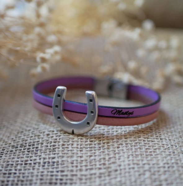 L&aelig;der duo armb&aring;nd og hestesko loop kan tilpasses til m&aelig;nd eller kvinder