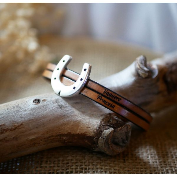 L&aelig;der duo armb&aring;nd og hestesko loop kan tilpasses til m&aelig;nd eller kvinder