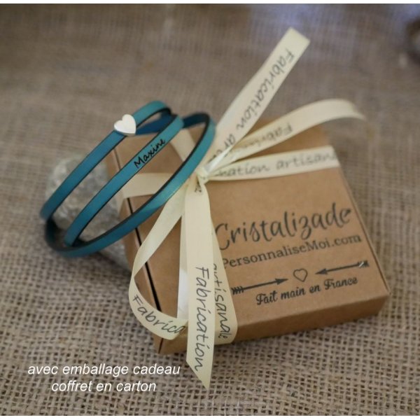 Tilpasseligt l&aelig;derarmb&aring;nd til kvinder, multi-turns, s&oslash;lv hjerte design