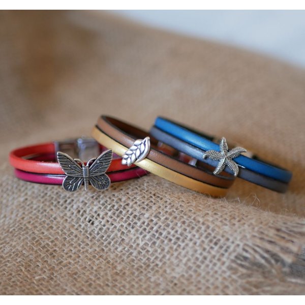 L&aelig;der duo armb&aring;nd til kvinder og Etoile de mer loop, kan tilpasses