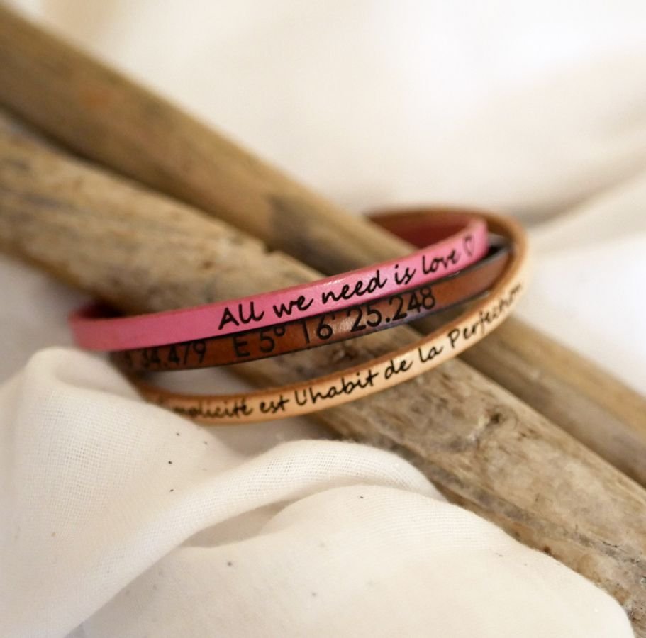 Tilpasset fint læderarmbånd til kvinder, der kan tilpasses 