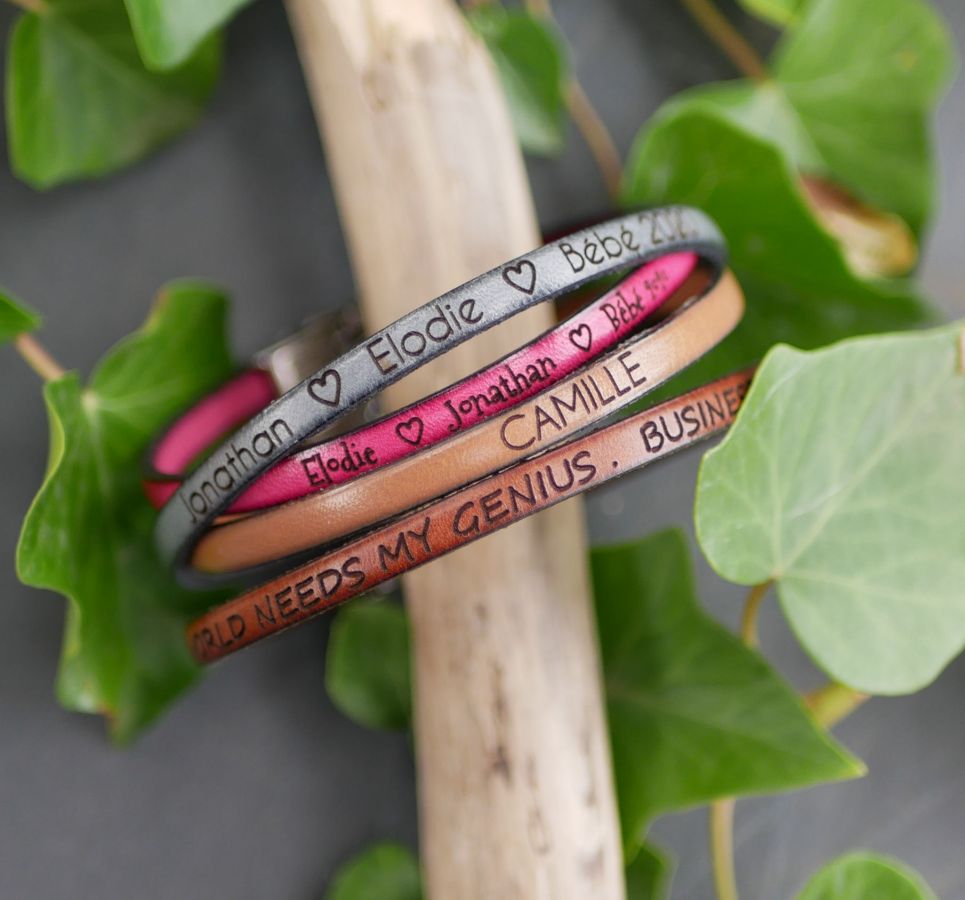 Tilpasset fint læderarmbånd til kvinder, der kan tilpasses 