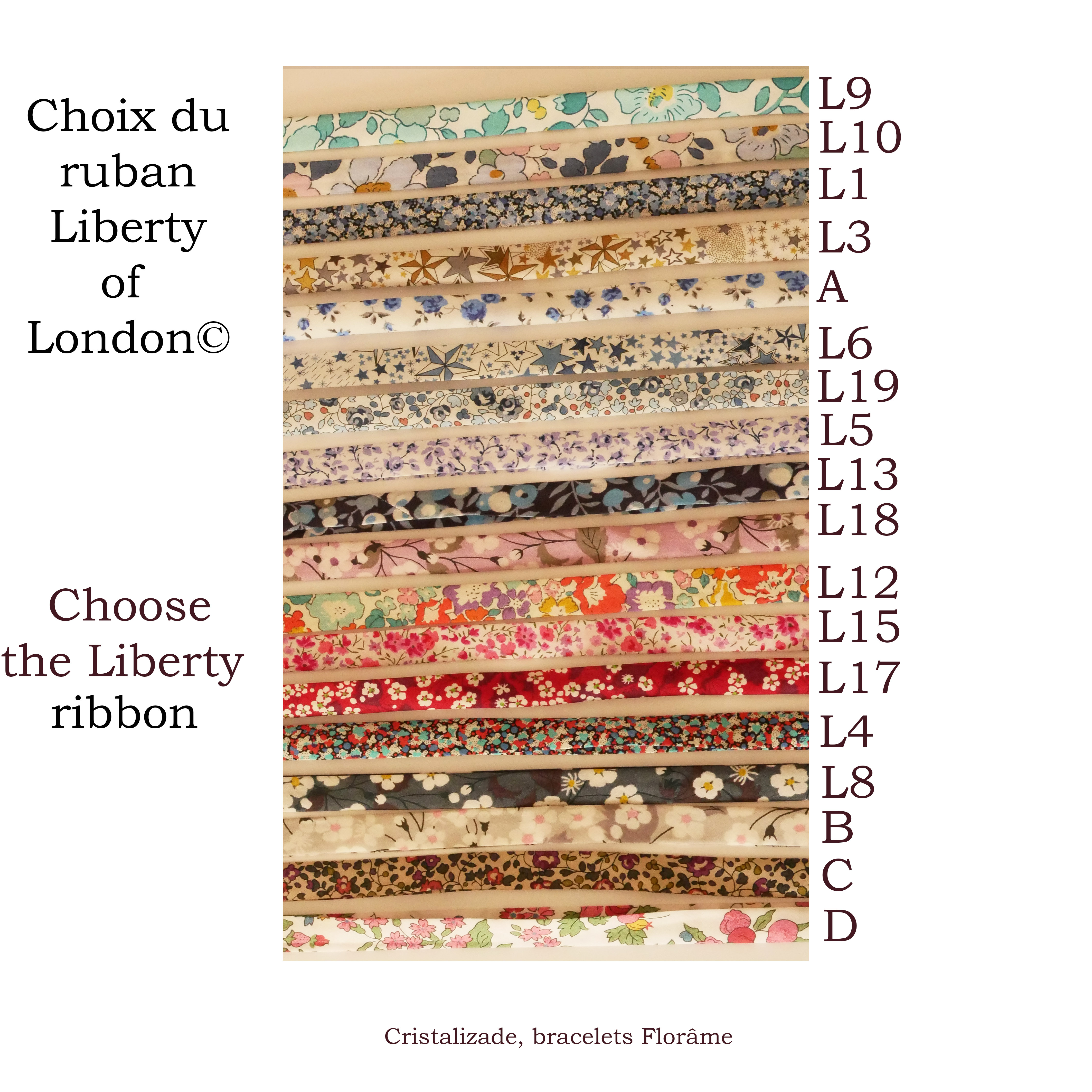 Skræddersyet Florâme-armbånd med liberty-bånd og dit valg af læder