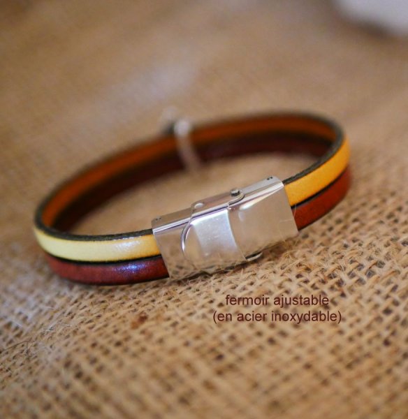 L&aelig;der duo armb&aring;nd med indgraveret navy anker design