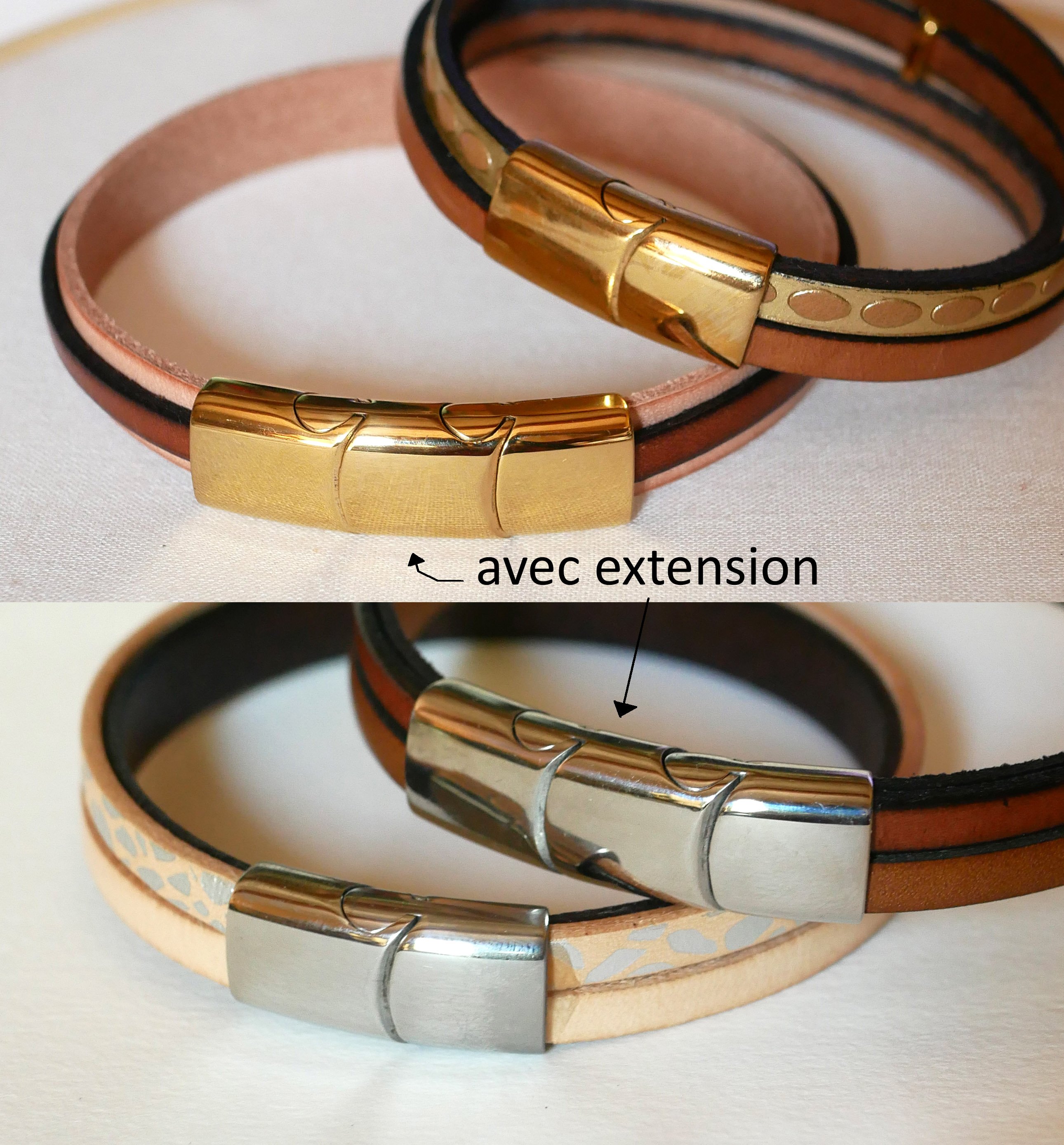 Tofarvet l&aelig;dermanchetarmb&aring;nd til kvinder med skjult indgraveret besked