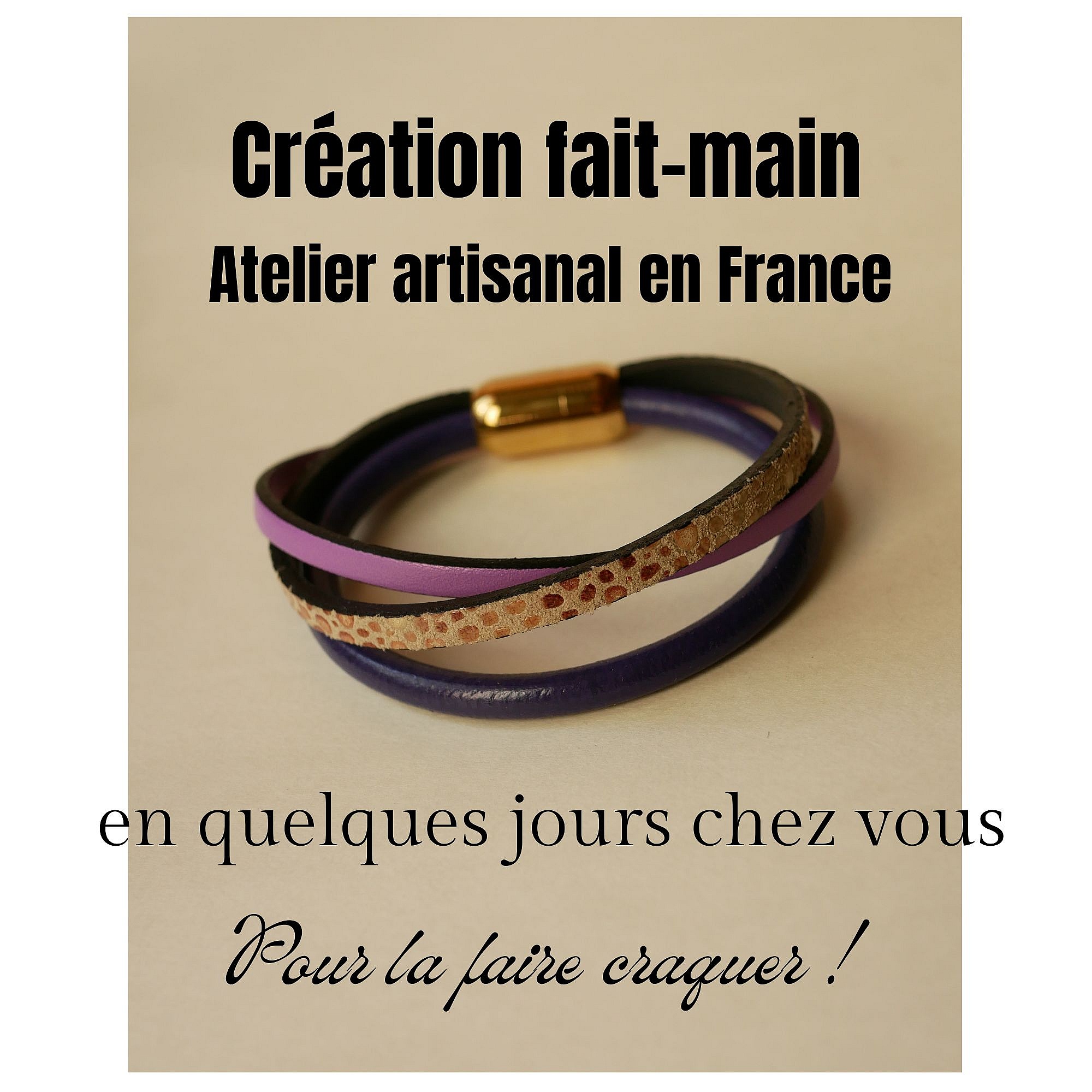 Manchetarmb&aring;nd i lilla og guld med flere l&aelig;dertyper til kvinder