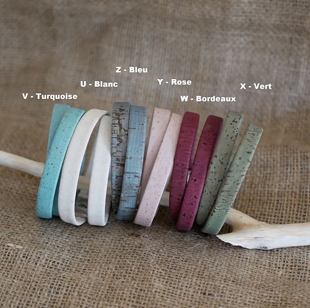 S&oslash;lv ur med kork armb&aring;nd 2 omgange med justerbar l&aring;s