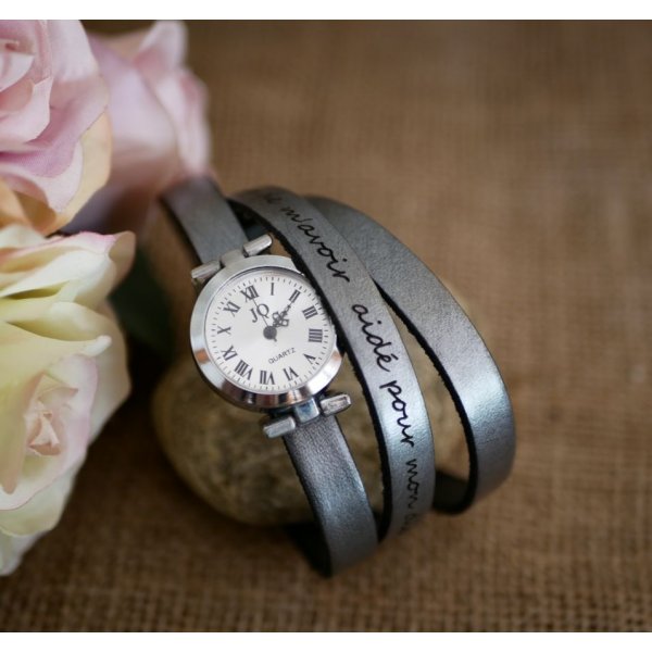 Tilpasbart multi-turn ur med s&oslash;lvfarvet urskive 