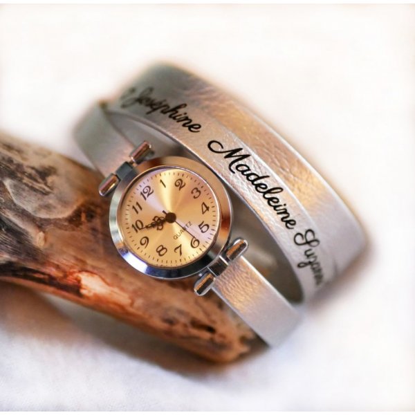 Tilpasbart multi-turn ur med s&oslash;lvfarvet urskive 