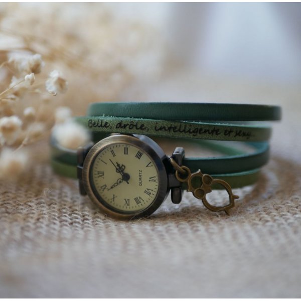 Tilpasseligt dobbelt tour l&aelig;derarmb&aring;ndsur duo af farver