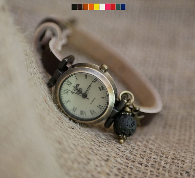 Ur med lava sten charme og l&aelig;derrem efter eget valg