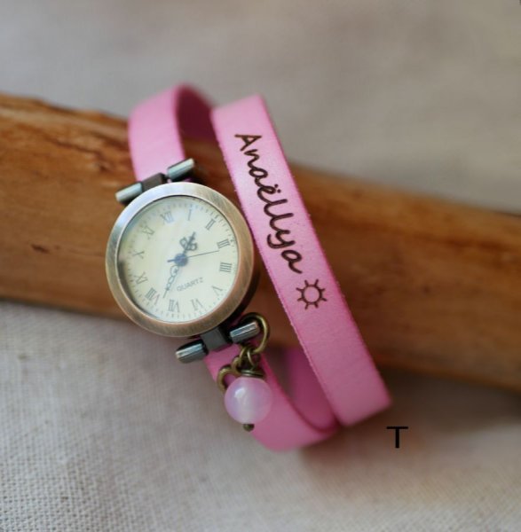 Watch bronze l&aelig;derarmb&aring;nd 2 omgange justerbar l&aring;s