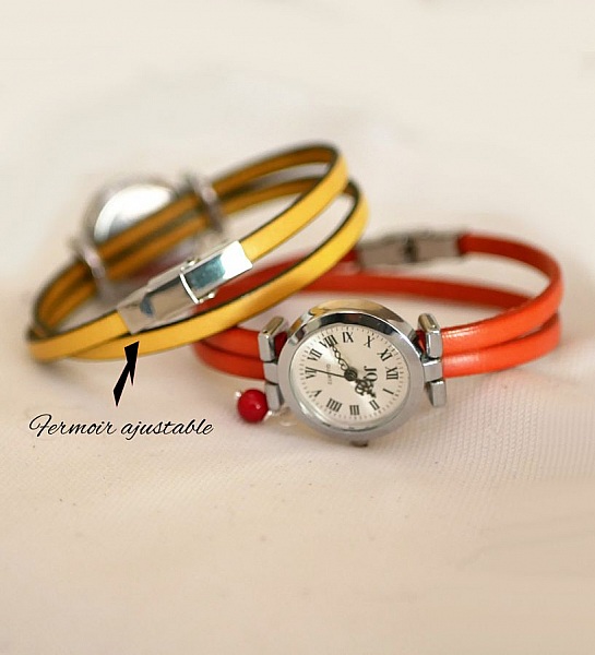 Montres bracelets personnalisables avec fermoir ajustable en cuir.