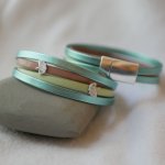 Lædermanchetarmbånd med Ginkgo-design, der kan personliggøres 