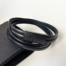 Bracelet cuir double tour fermoir magn&eacute;tique noir ou couleur au choix