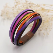 Multi-lædermanchetarmbånd i toniske farver