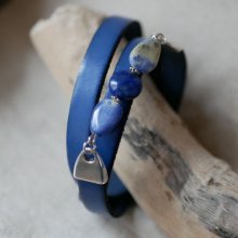 Læder og perler armbånd til kvinder Lapis Lazuli blå til personlig tilpasning 