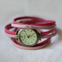Vintage ur med bronze urskive og tilpasset tredobbelt læderrem